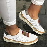 Women's Fashion Casual Hollow-Out Round Toe Slip Shoes Flat Sneakers