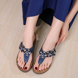 Women Flowers Thong Thick Sole Sandals