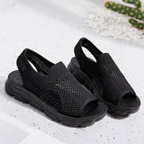 Plus Size Women Summer Knitted Fabric Thick Sole Sandals