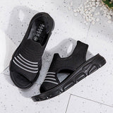 Women Summer Daily Knitted Fabric Chunky Sole Sandals