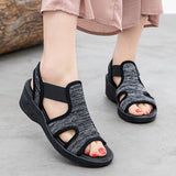 Women Comfortable Outdoot Open Toe Elastic Band Sports Wedge Sandals