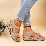 Women's round toe platform Velcro sandals