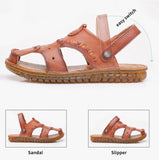 Men Summer Closed Toe Sandals Beach Slippers Flat Light Leather