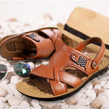 Men's Genuine Leather Casual Non-Slip Sandals Beach Slippers Shoes