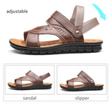 Men's Summer Genuine Leather Sandals Comfortable Slip-on Beach Shoes