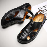 Men Genuine Leather Beach Shoes Sandals Cogs