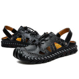 Men's Leather Sandals Summer Breathable Beach Shoes