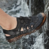 Men's Rubber Toe Cap Mesh Splicing Slippers Outdoor Water Sandals