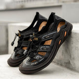 Men's Outdoor Beach Mesh Breathable Leather Sandals