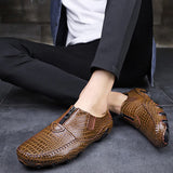 Men's Loafers & Slip-Ons Business Crocodile Pattern Breathable British Leather Shoes