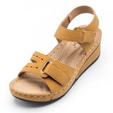 Women's round toe platform Velcro sandals