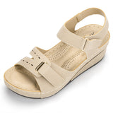 Women's round toe platform Velcro sandals