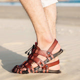 Men Summer Beach Leather Flat Sandals