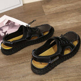 Men Summer Genuine Leather Elastic Band Sandals