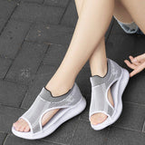 Women Daily Summer Flat Knit Fabric Athletic Sandals