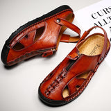 Men Genuine Leather Beach Shoes Sandals Cogs