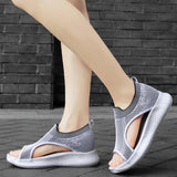 Women Daily Summer Flat Knit Fabric Athletic Sandals