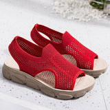 Plus Size Women Summer Knitted Fabric Thick Sole Sandals