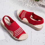 Women Summer Daily Knitted Fabric Chunky Sole Sandals