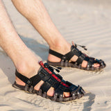 Men Summer Beach Leather Flat Sandals