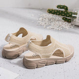 Plus Size Women Summer Knitted Fabric Thick Sole Sandals