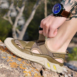 Men Summer Flat Heel Casual Cowhide Leather Hiking Shoes