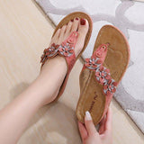 Women Flowers Thong Thick Sole Sandals