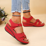 Women's round toe platform Velcro sandals