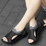 Women Daily Summer Flat Knit Fabric Athletic Sandals