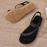 Women Comfortable Flat Heel Summer Elastic Band Chunky Sole Sandals