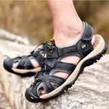 Men's Summer Daily Cowhide Leather Flat Heel Sandals