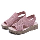 Plus Size Women Summer Knitted Fabric Thick Sole Sandals