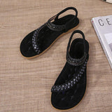 Women Comfortable Flat Heel Summer Elastic Band Chunky Sole Sandals