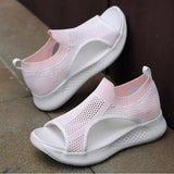 Women Daily Summer Flat Knit Fabric Athletic Sandals