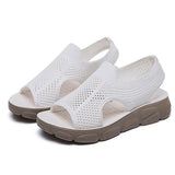 Plus Size Women Summer Knitted Fabric Thick Sole Sandals