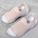 Women Summer Knitted Fabric Open Toe Sandals