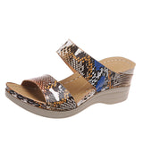 Women's Casual Slope Heel Snake Print Slippers