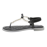 Women Fashion Pearl Belt Cool Slippers