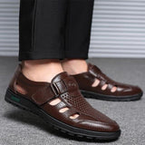 Men's Genuine Leather Sandals Outdoor Breathable Beach Shoes