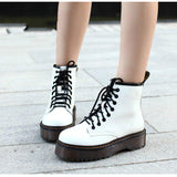 Women's Autumn Ankle Boots Casual Lace Up Low Heels Shoes