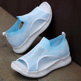 Women Daily Summer Flat Knit Fabric Athletic Sandals