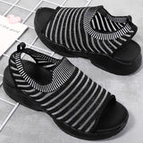 Women Summer Knitted Fabric Open Toe Sandals