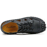 Men's Leather Sandals Summer Breathable Beach Shoes