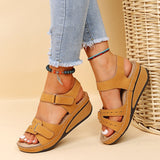 Women's round toe platform Velcro sandals