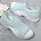 Women Summer Knitted Fabric Open Toe Sandals