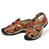 Men's Summer Daily Cowhide Leather Flat Heel Sandals