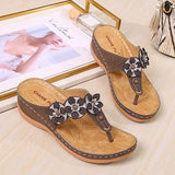 Women Flowers Thong Thick Sole Sandals