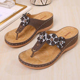 Women Flowers Thong Thick Sole Sandals