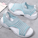 Women Summer Knitted Fabric Open Toe Sandals