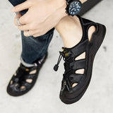 Men's Outdoor Beach Mesh Breathable Leather Sandals